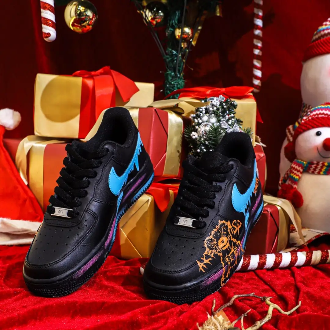 [Custom Men's Christmas Eve bear graffiti]  Air Force 1 Skateboarding Shoes Men