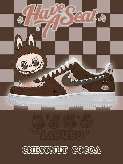[Custom Brown LABU ]Unisex AF1 x LBB Low Top Hand-painted Brown
