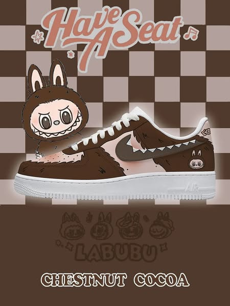 [Custom Brown LABU ]Unisex AF1 x LBB Low Top Hand-painted Brown