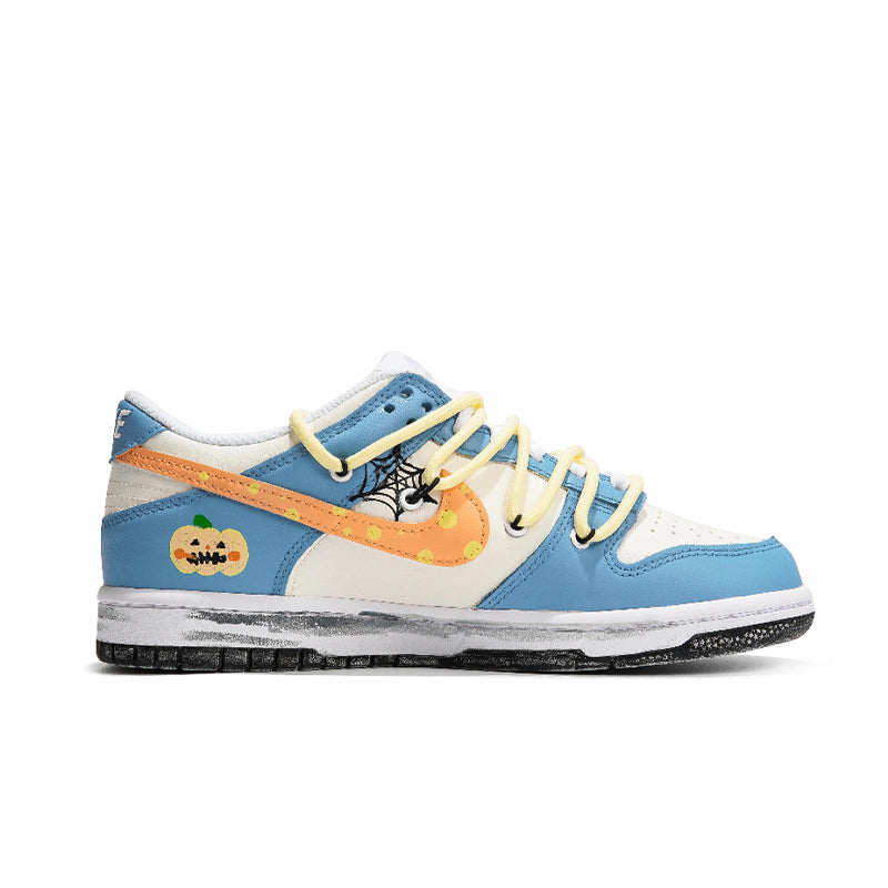 [Custom Silly Pumpkin] Dunk Skateboarding Shoes Unisex Low-top Blue/White