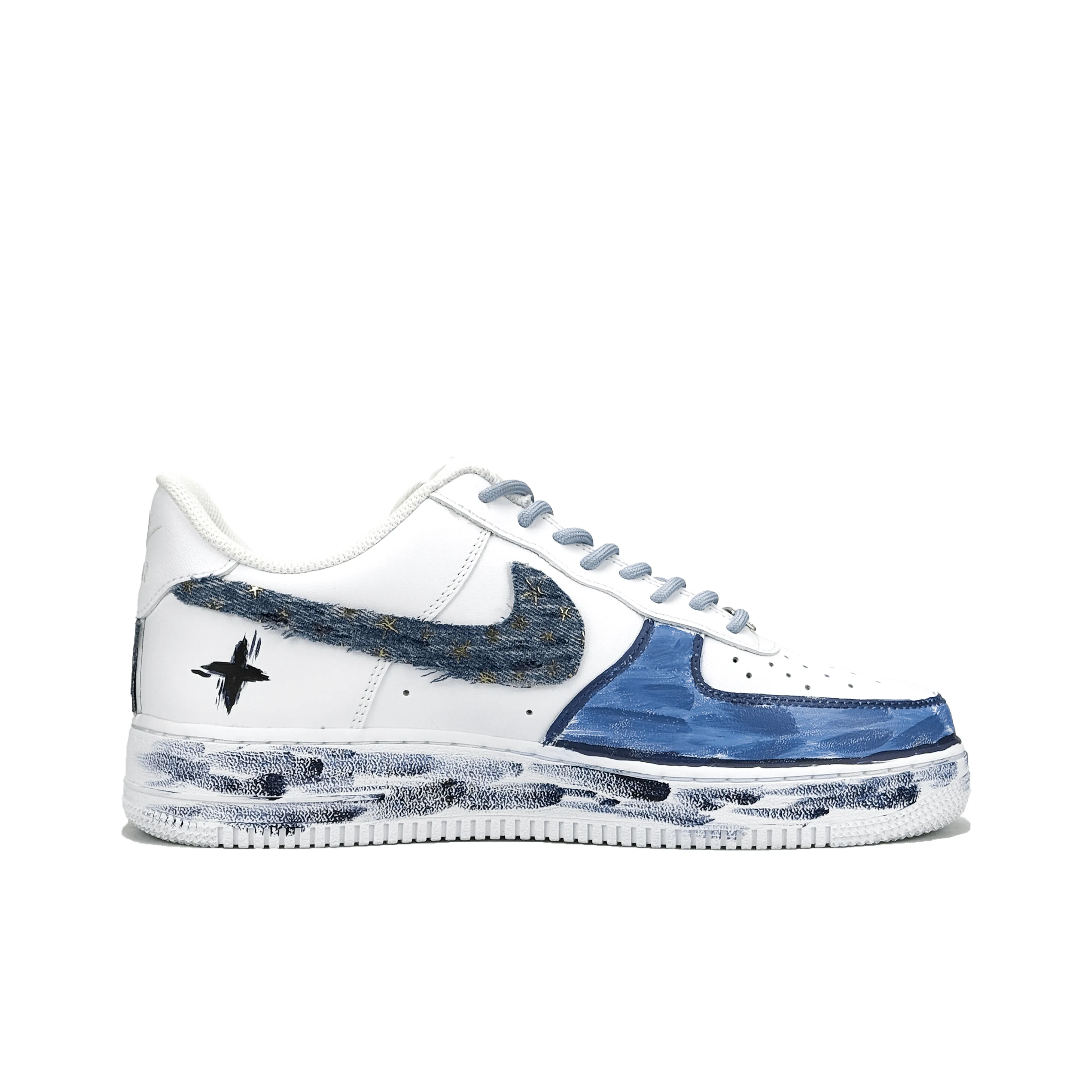 [Custom Deep-Sea Star] Air Force 1 Skateboarding Shoes Unisex Denim Style