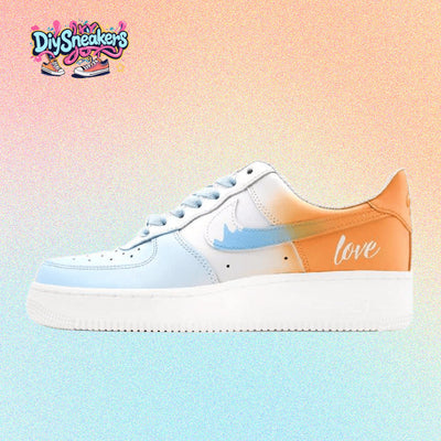 [Custom Love Notes Blue and orange]  Air Force 1 Skateboarding Shoes Men