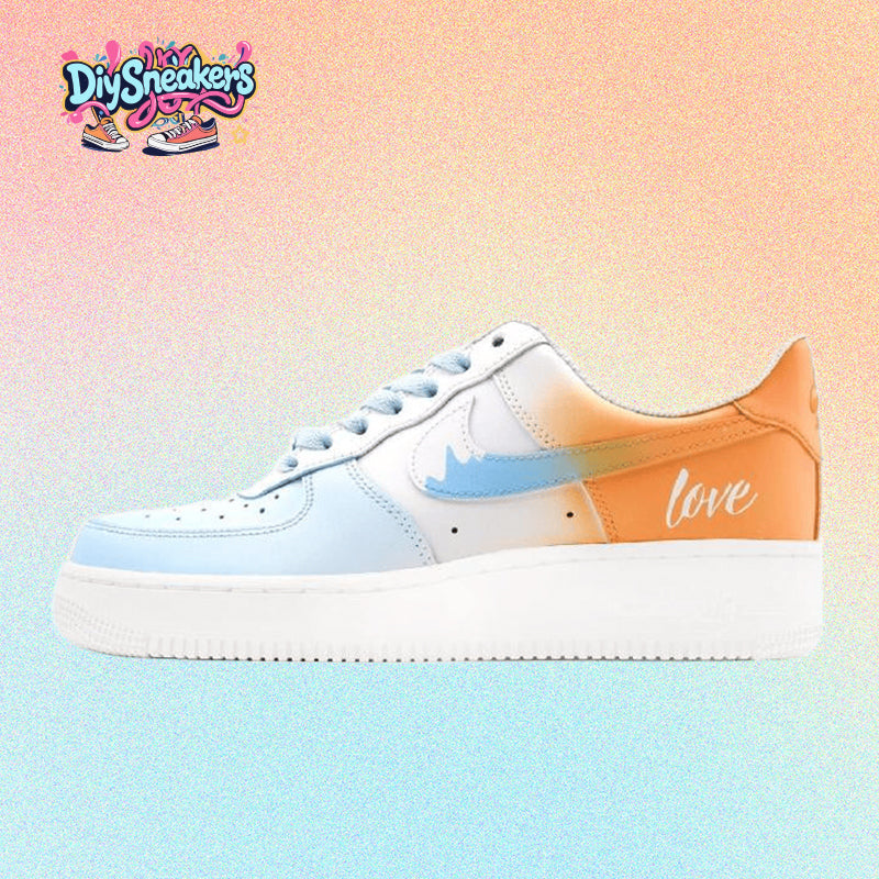 [Custom Love Notes Blue and orange]  Air Force 1 Skateboarding Shoes Men