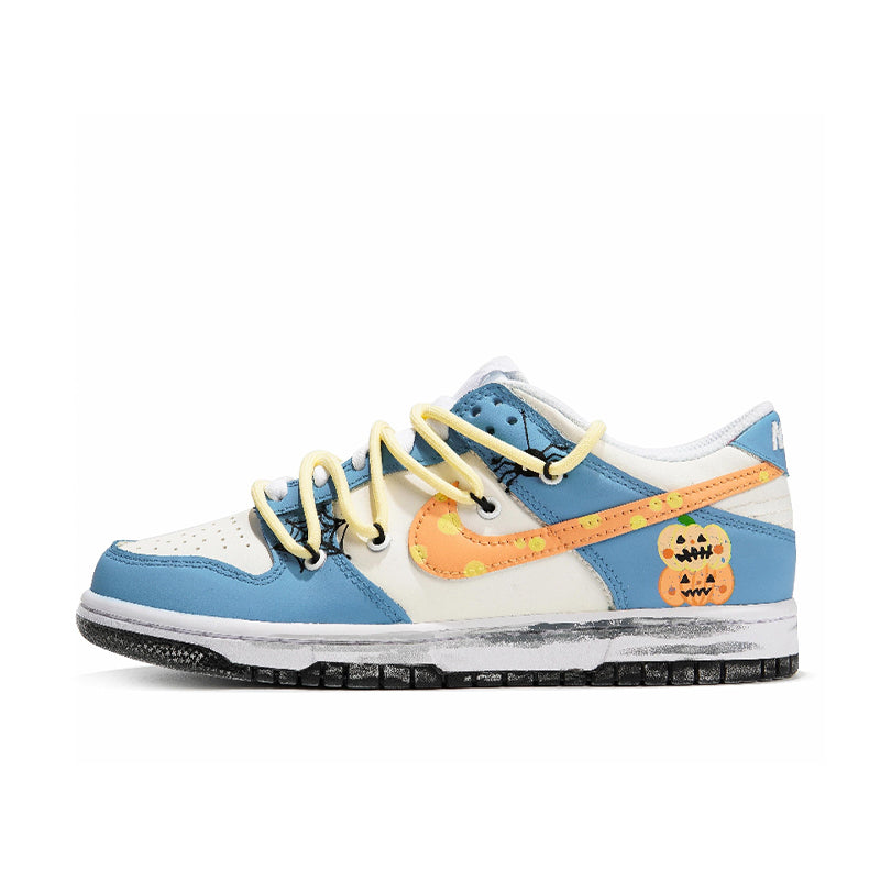 [Custom Silly Pumpkin] Dunk Skateboarding Shoes Unisex Low-top Blue/White