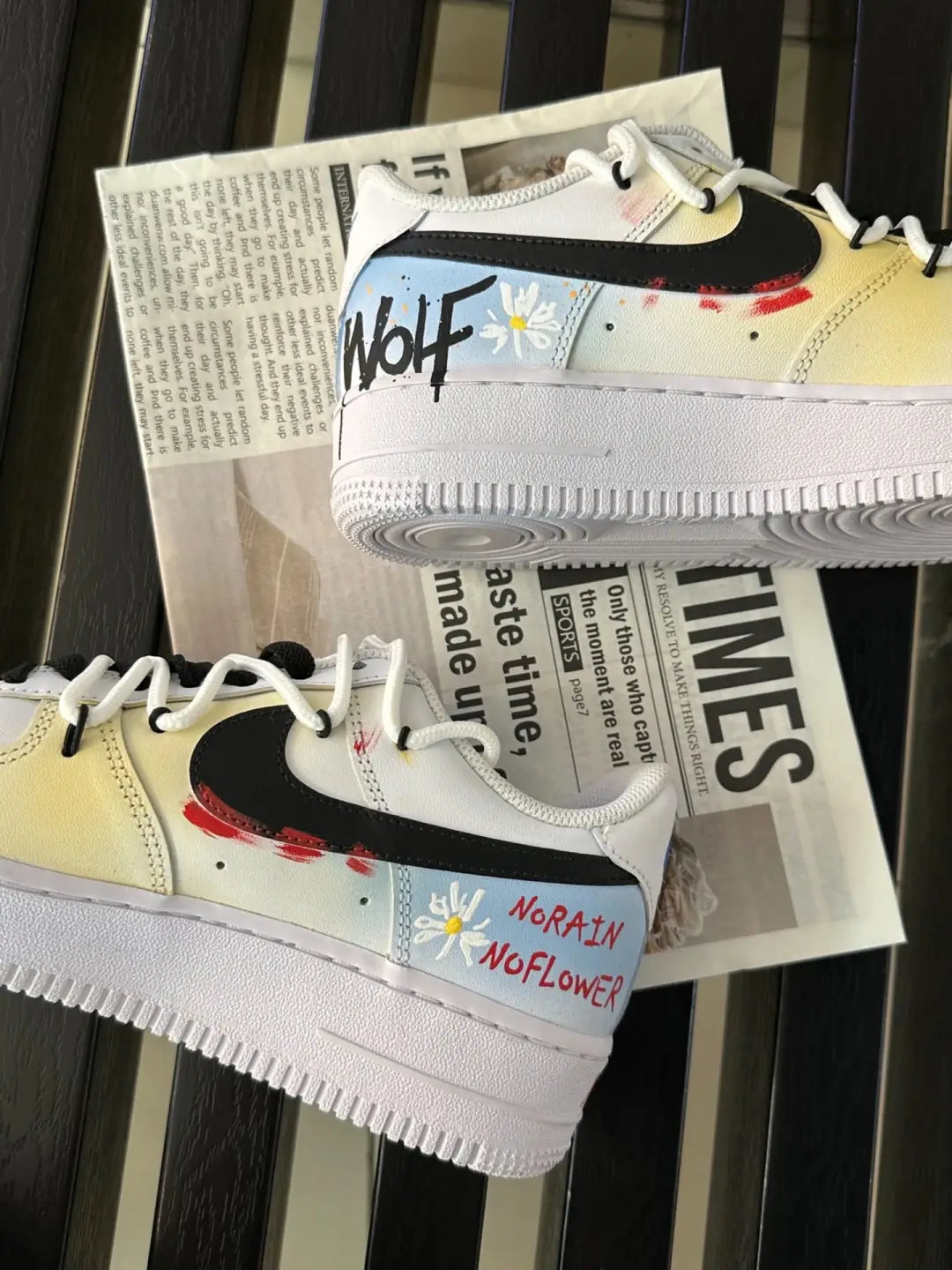 [Custom Female Mondrian graffiti]  Air Force 1 Skateboarding Shoes Women's