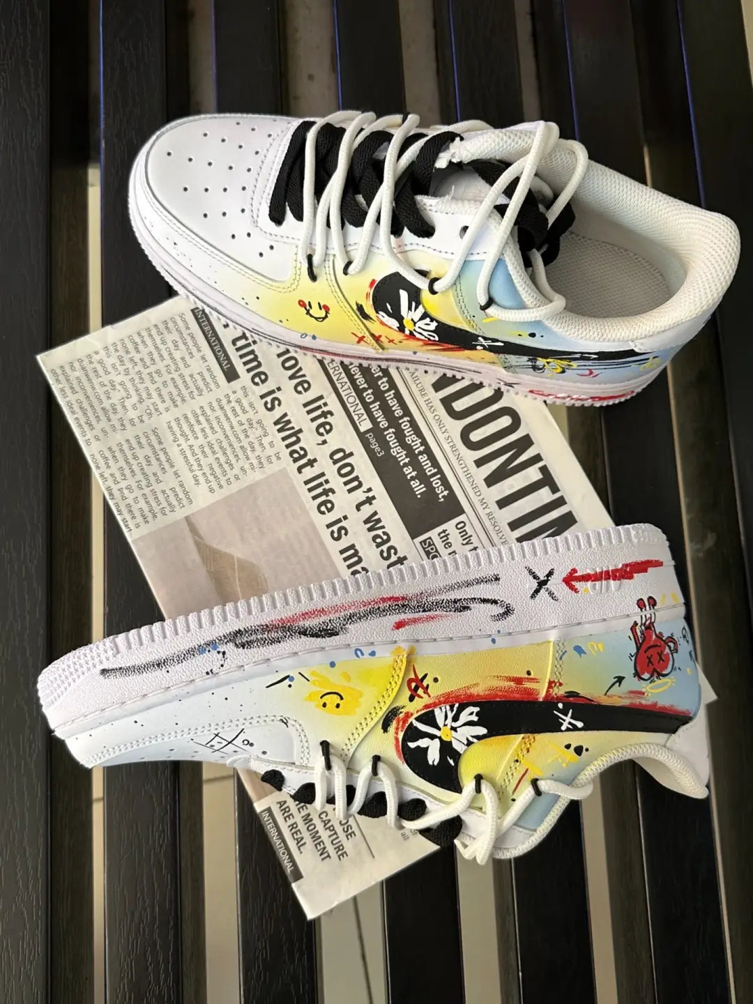 [Custom Female Mondrian graffiti]  Air Force 1 Skateboarding Shoes Women's