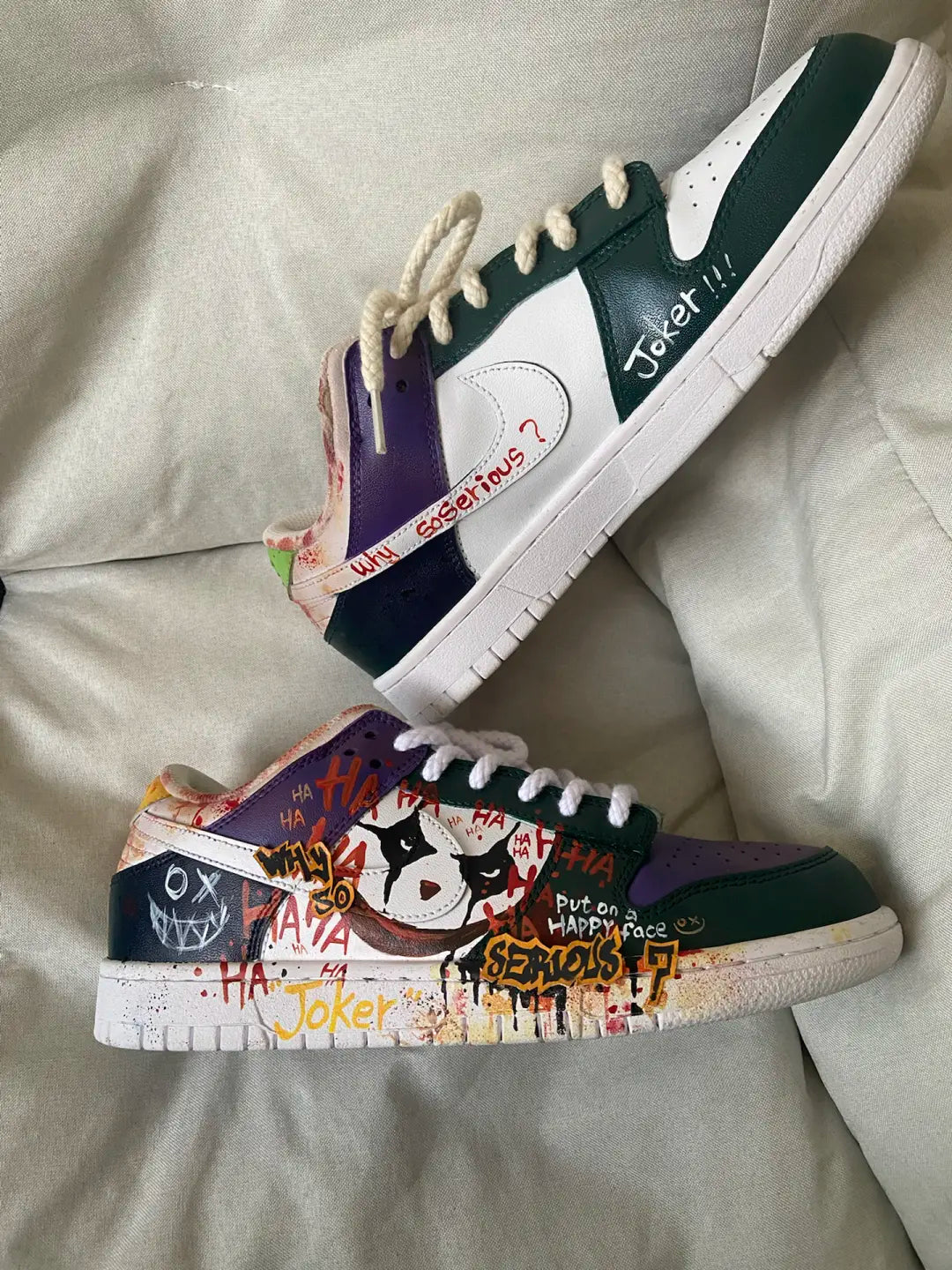 [Custom Doodle 2 Male E]  Dunk Skateboarding Shoes Spilt Color Shoes Men