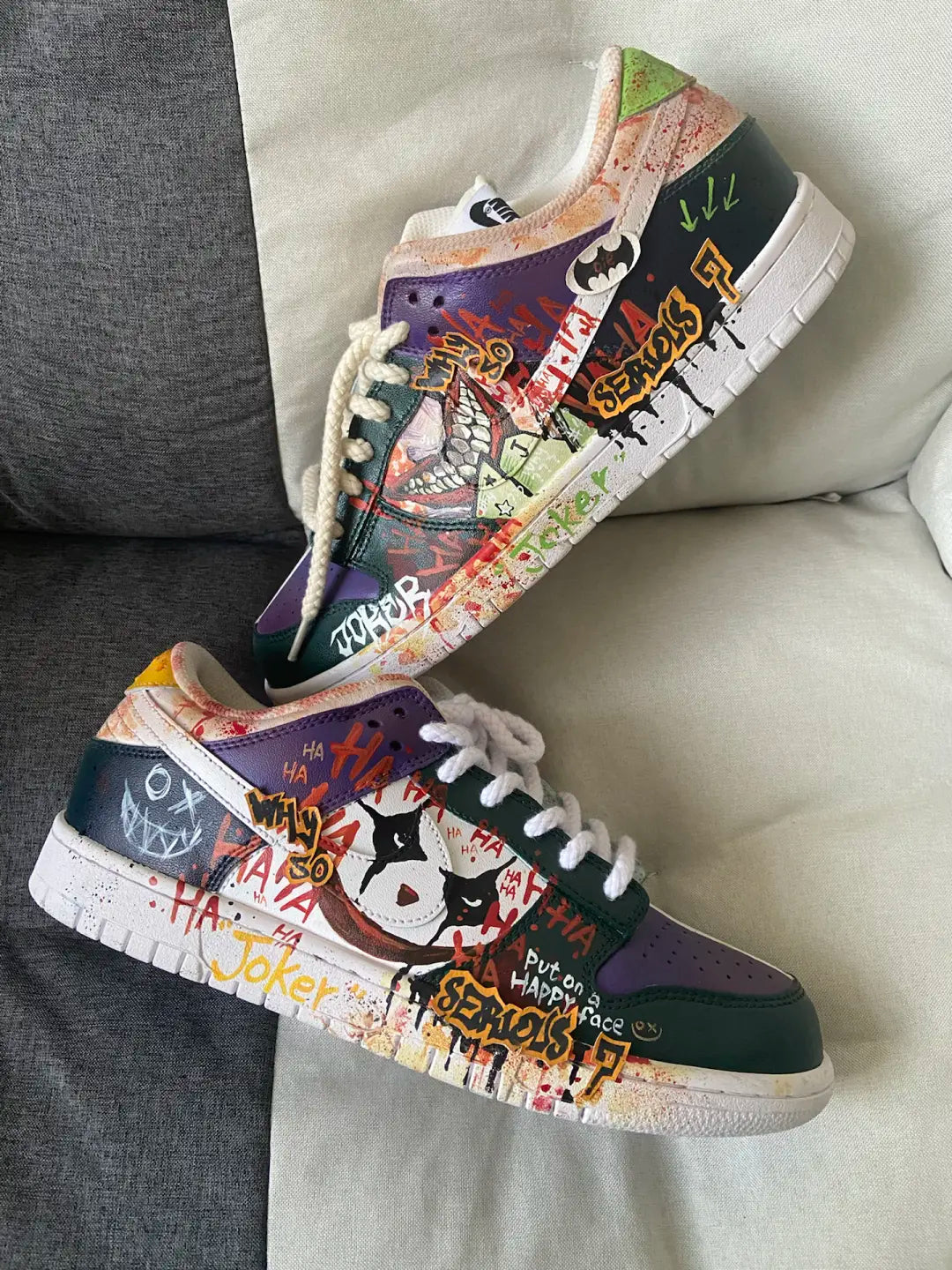 [Custom Doodle 2 Male E]  Dunk Skateboarding Shoes Spilt Color Shoes Men