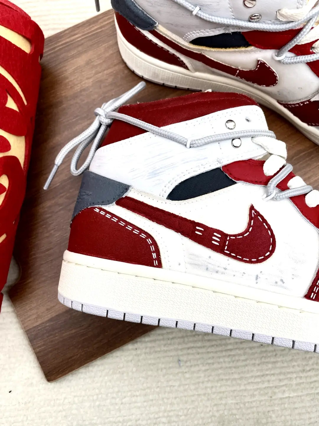 [Custom Trendy Deconstructed] Jordan Air Jordan 1 Mid Skateboarding Shoes Unisex