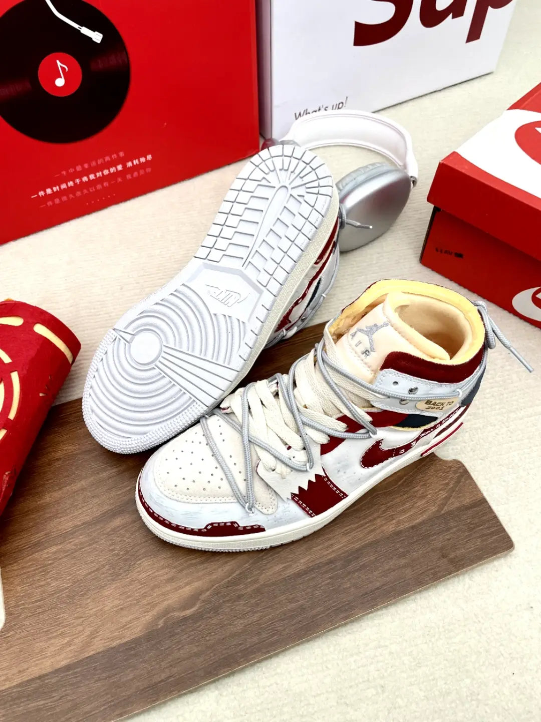 [Custom Trendy Deconstructed] Jordan Air Jordan 1 Mid Skateboarding Shoes Unisex