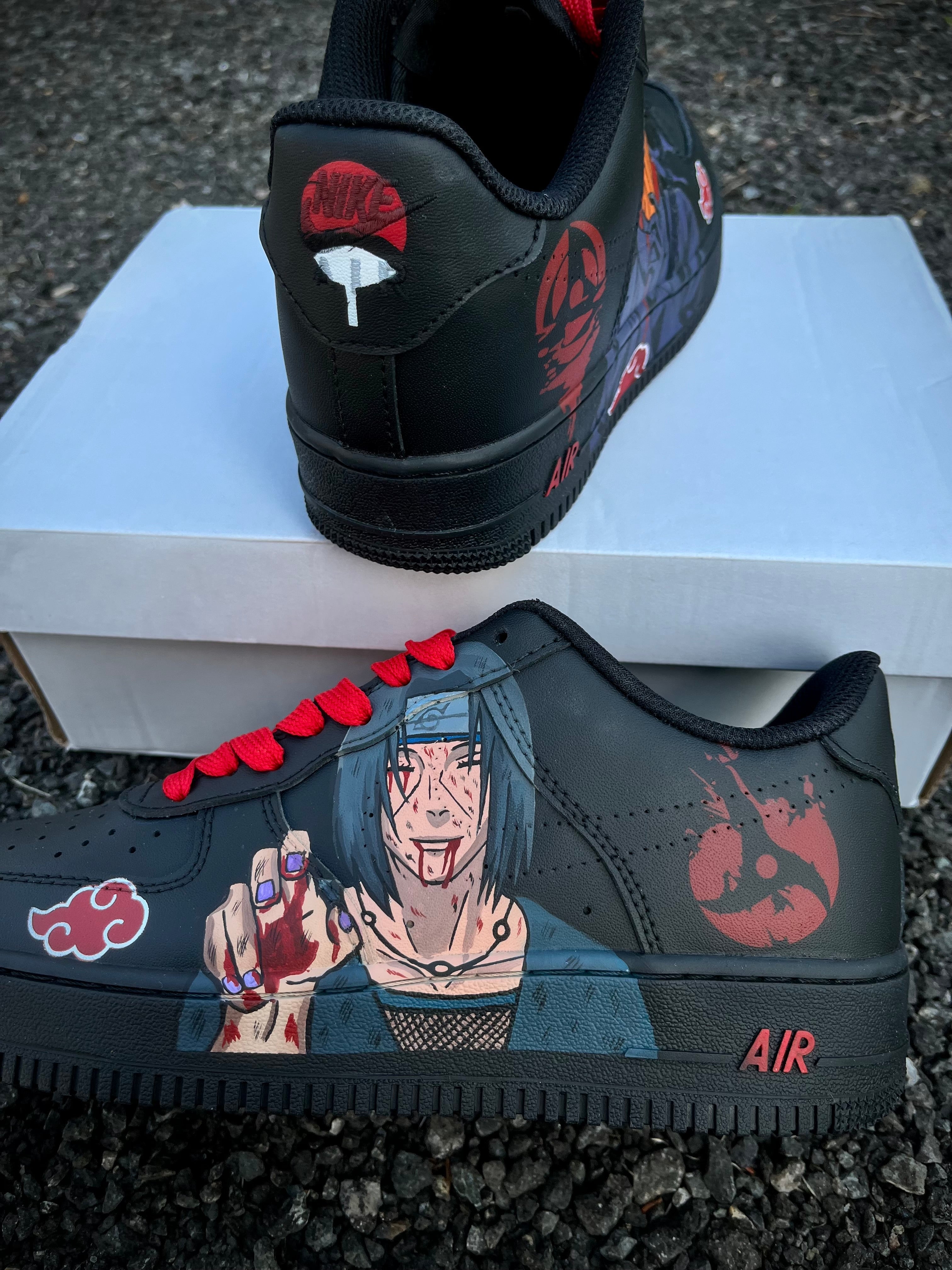 [Custom Obito and Itachi ] Air Force 1 Black Skateboarding Shoes Unisex