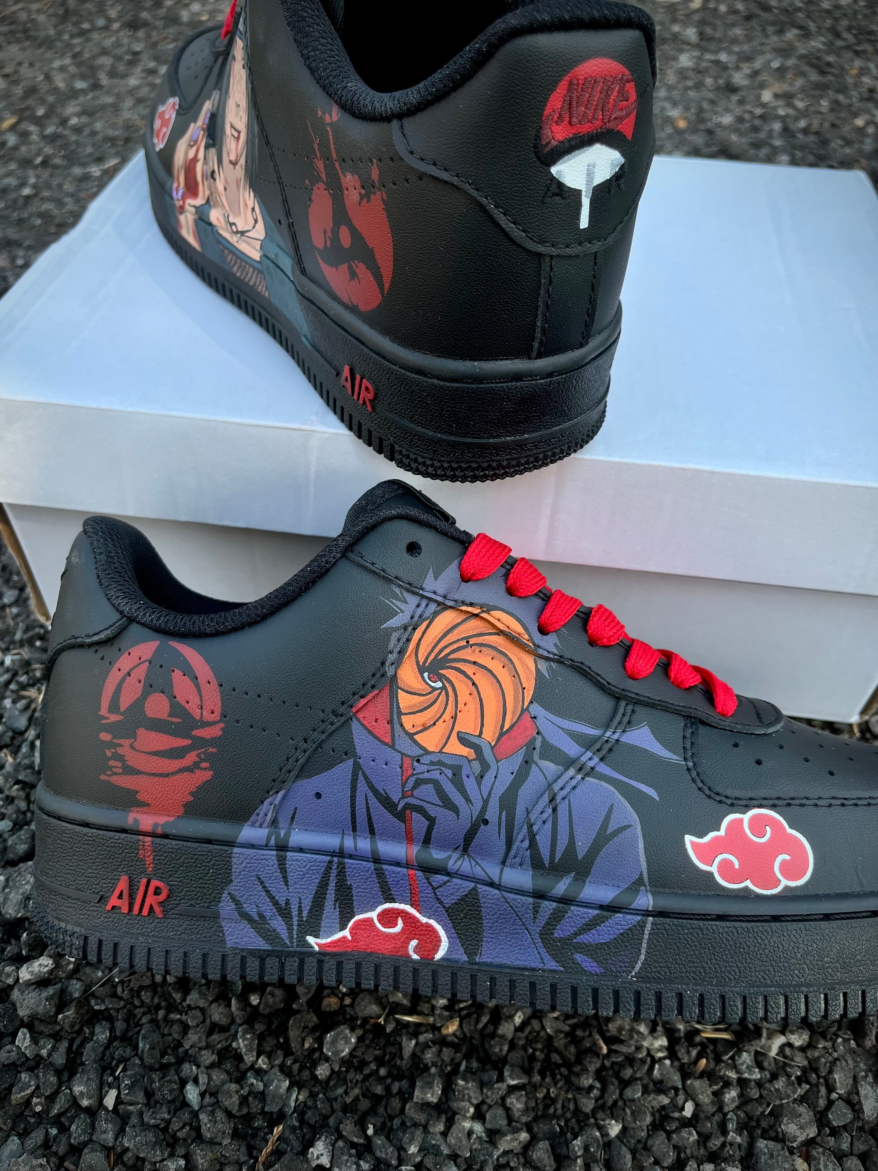 [Custom Obito and Itachi ] Air Force 1 Black Skateboarding Shoes Unisex