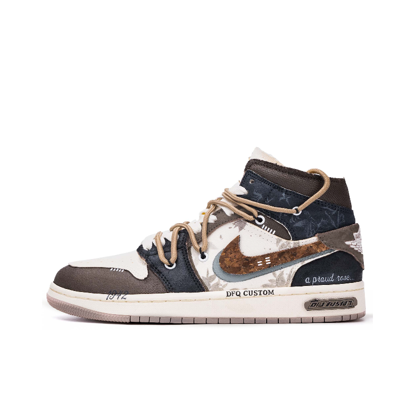[Custom Wilderness Graffiti] Air Jordan 1 Men's Mid Skateboarding Shoes
