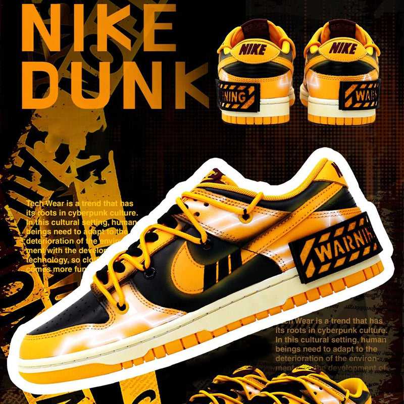 [Custom Yellow Warning] Dunk Low Skateboard Shoes Unisex Yellow