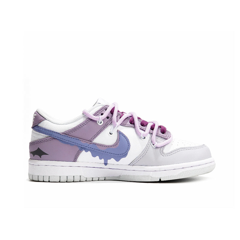 [Custom Clumsy Little Devil] Dunk Skateboarding Shoes Unisex Low-top Purple/Gray/White