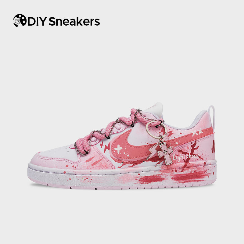 [Custom Peach Blossoms] Court Borough Skateboarding Shoes Unisex Four Color