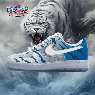 [Custom Men's style in the Year of the Tiger, white and blue]  Men’s Air Force 1 Low EMB Sneakers White/Blue