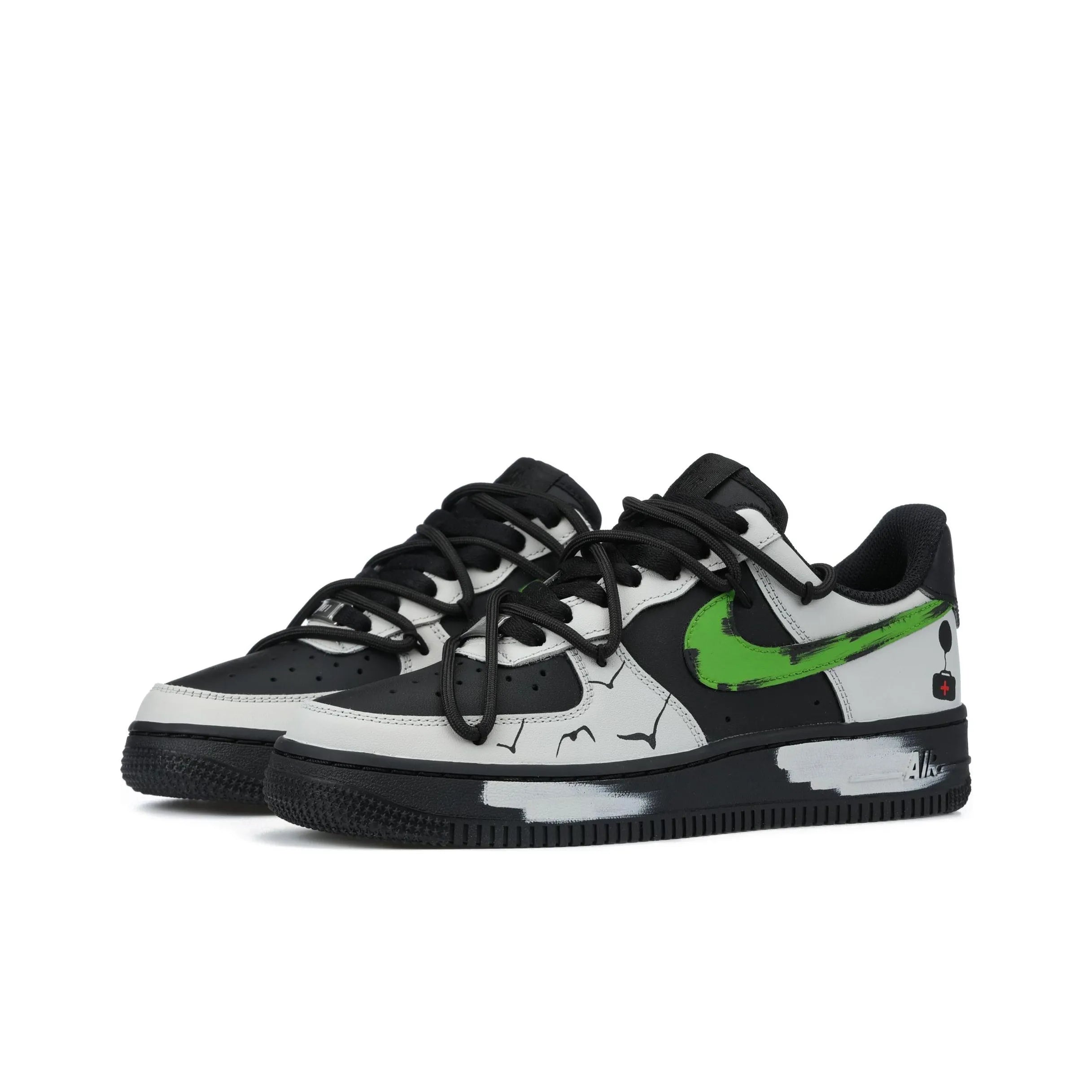 [Custom Love and peace] Air Force 1 Skateboarding Shoes Unisex Gray/Black
