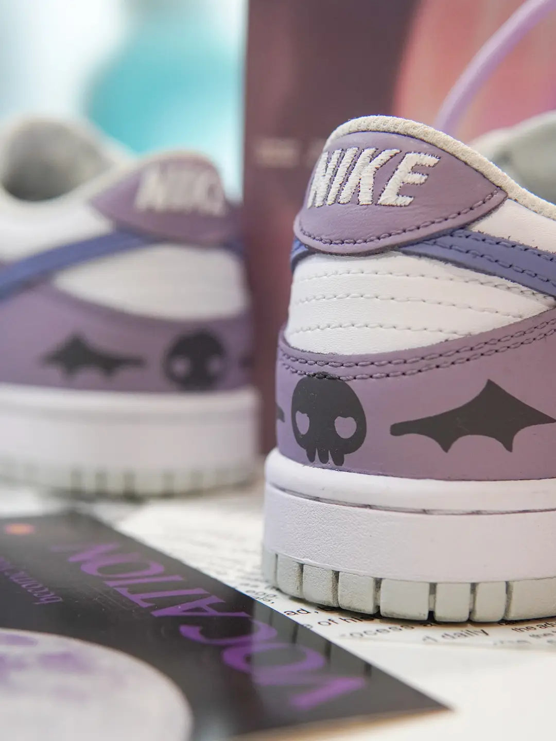 [Custom Clumsy Little Devil] Dunk Skateboarding Shoes Unisex Low-top Purple/Gray/White