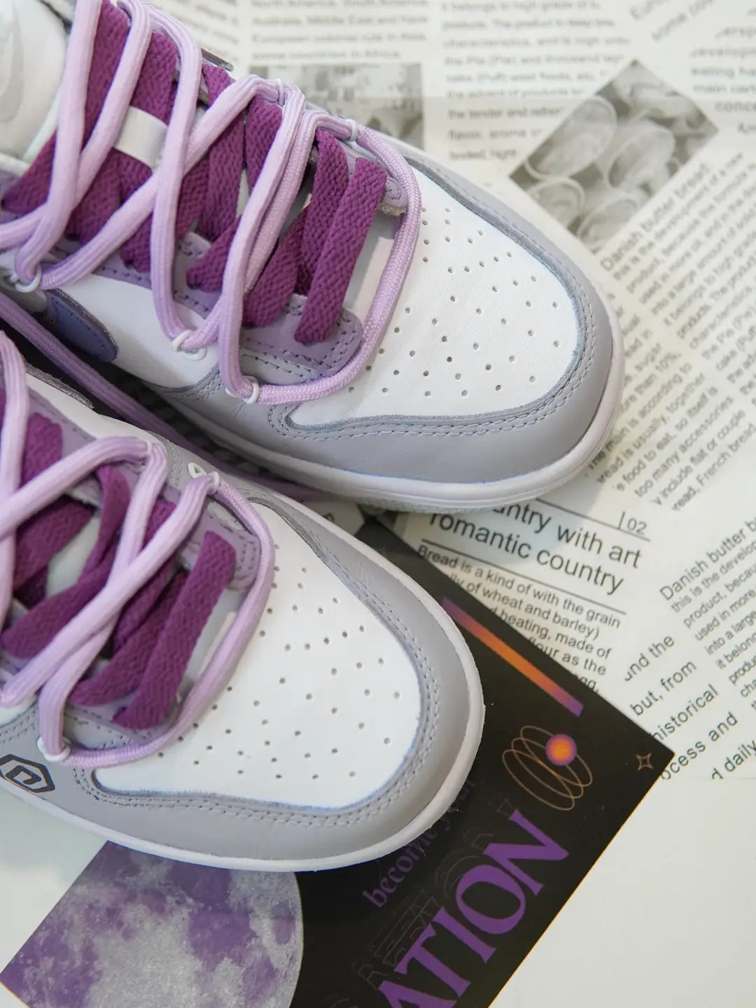 [Custom Clumsy Little Devil] Dunk Skateboarding Shoes Unisex Low-top Purple/Gray/White
