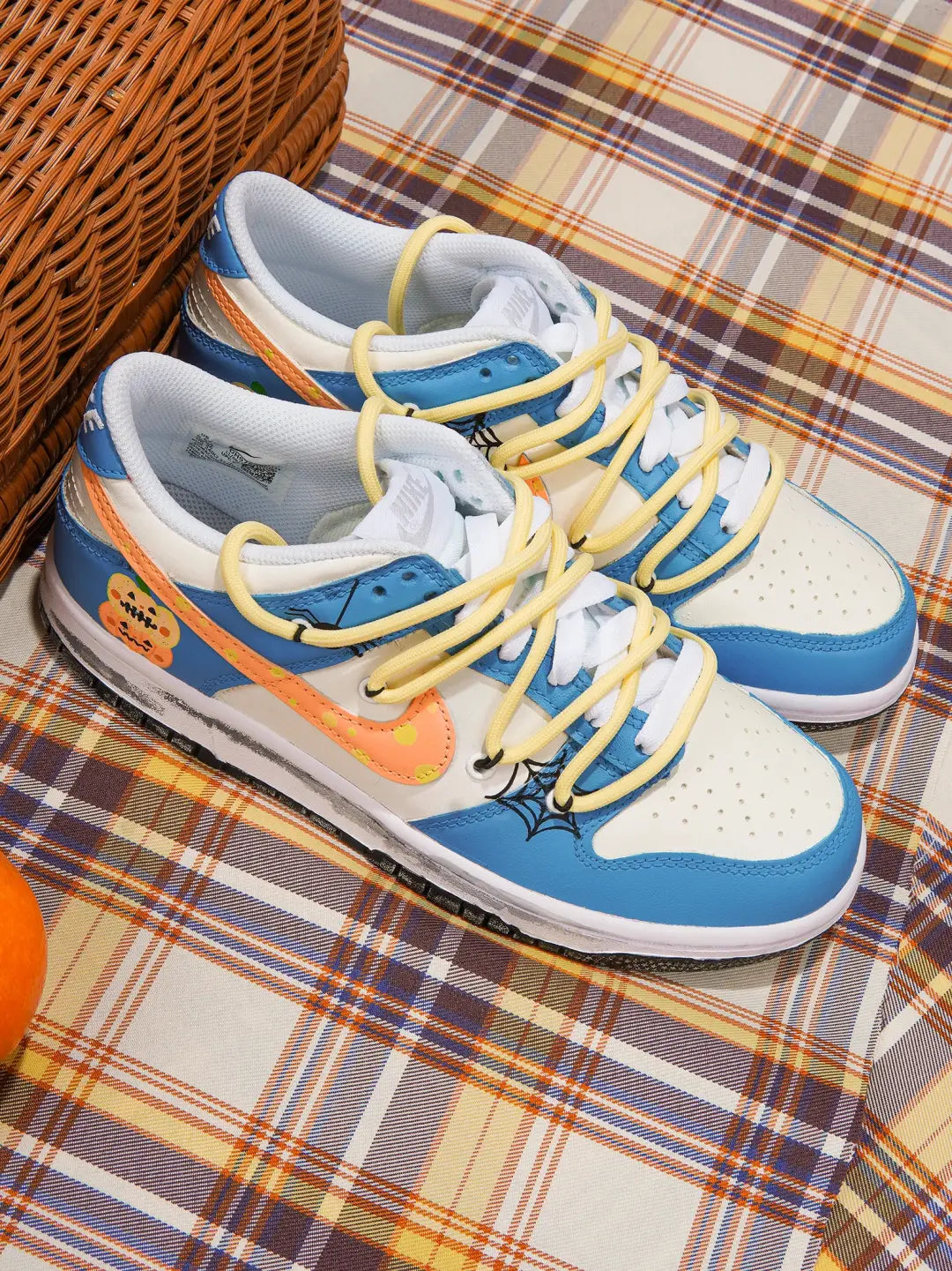 [Custom Silly Pumpkin] Dunk Skateboarding Shoes Unisex Low-top Blue/White