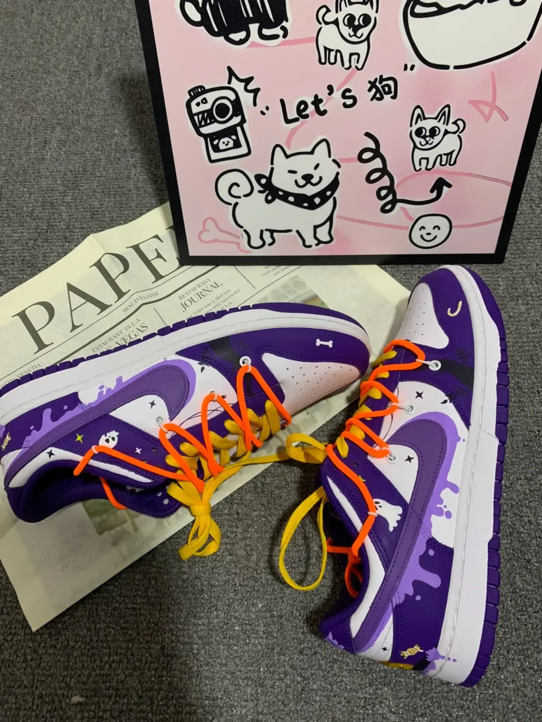 [Custom Dark Purple Pumpkin] Dunk Low Skateboard Shoes Unisex Purple/Orange