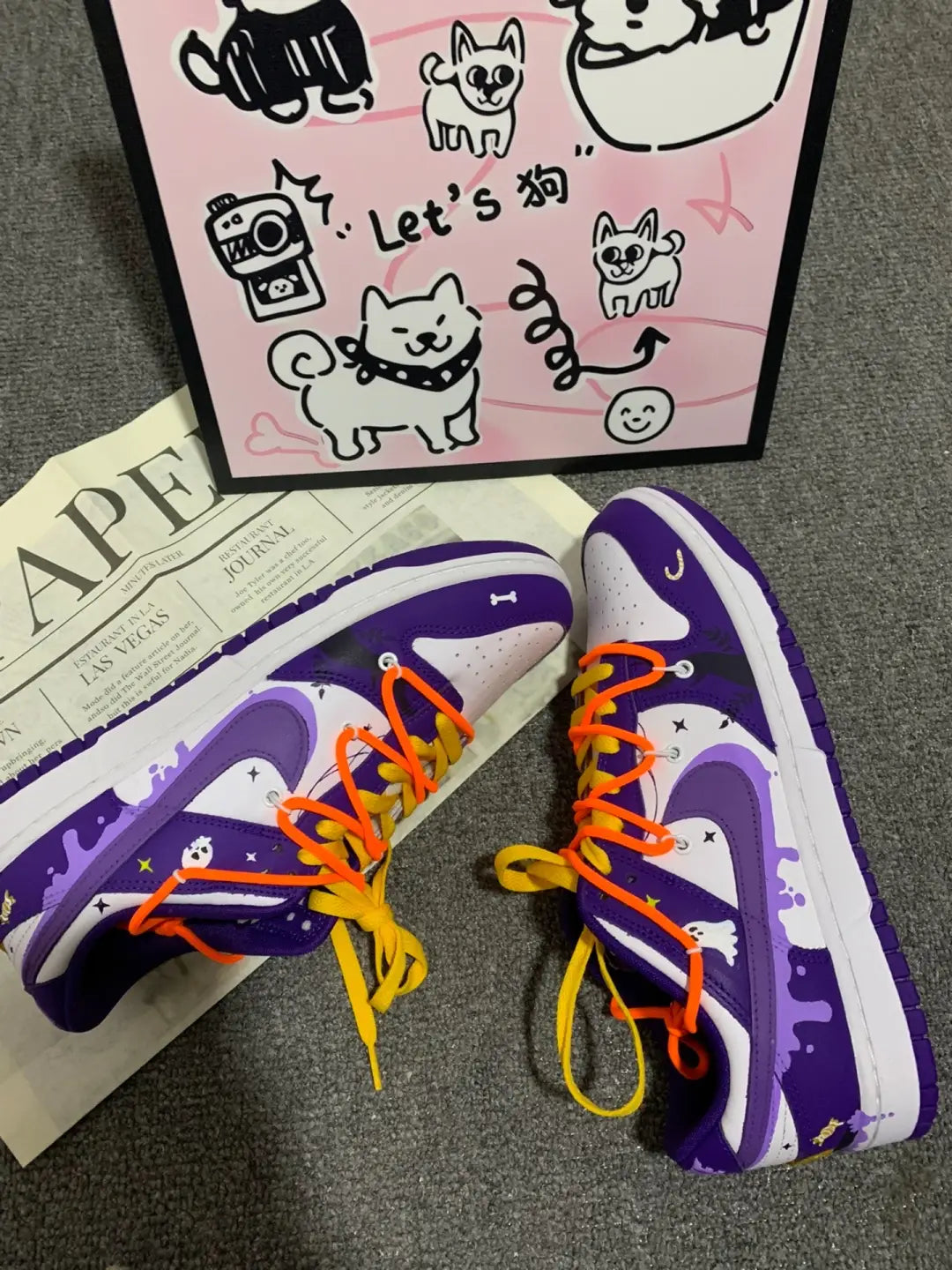 [Custom Dark Purple Pumpkin] Dunk Low Skateboard Shoes Unisex Purple/Orange