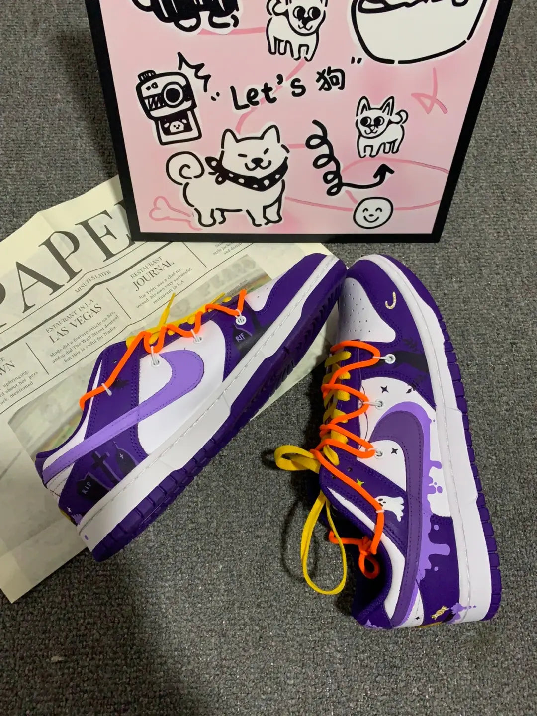 [Custom Dark Purple Pumpkin] Dunk Low Skateboard Shoes Unisex Purple/Orange