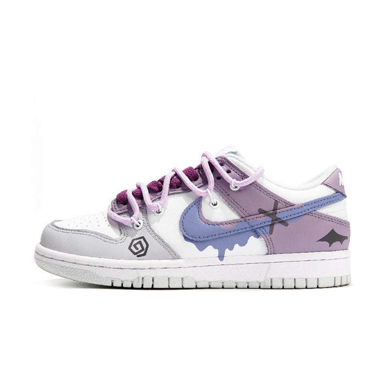 [Custom Clumsy Little Devil] Dunk Skateboarding Shoes Unisex Low-top Purple/Gray/White
