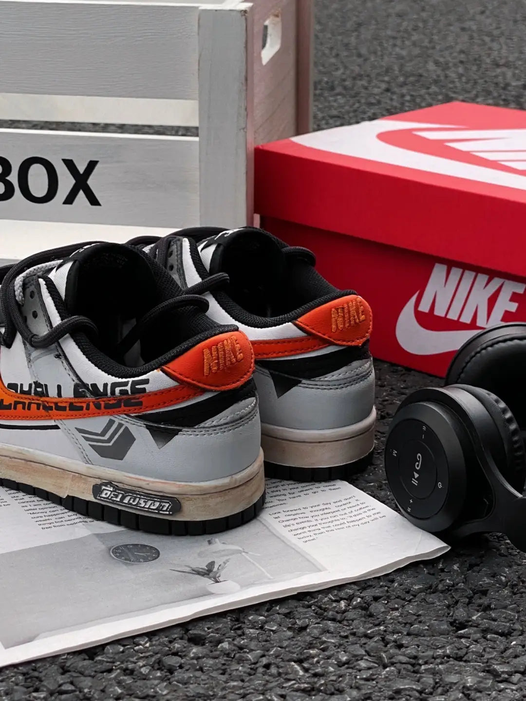 [Custom Sunrise]  Dunk Skateboarding Shoes Unisex Low-top Gray