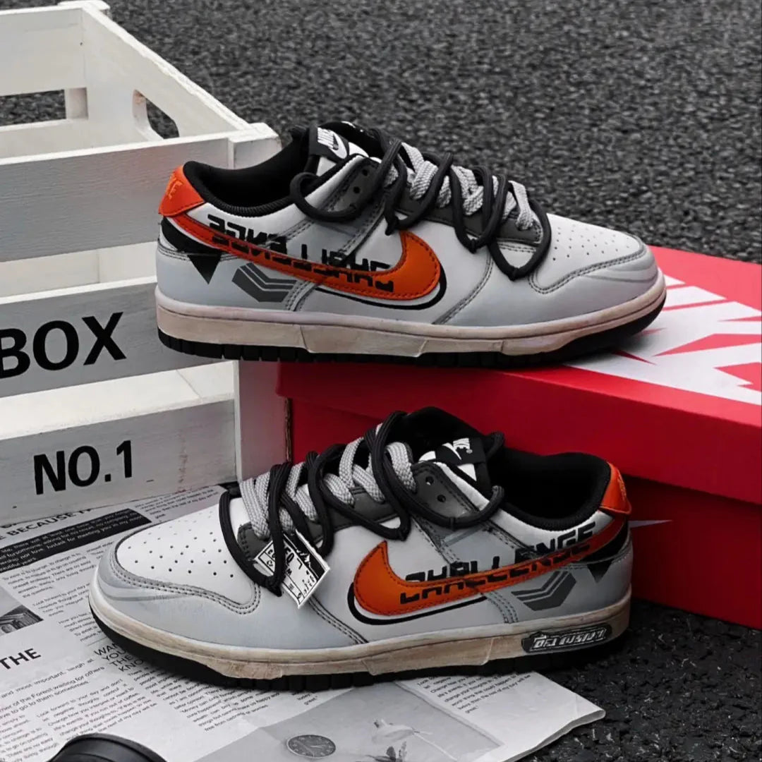 [Custom Sunrise]  Dunk Skateboarding Shoes Unisex Low-top Gray