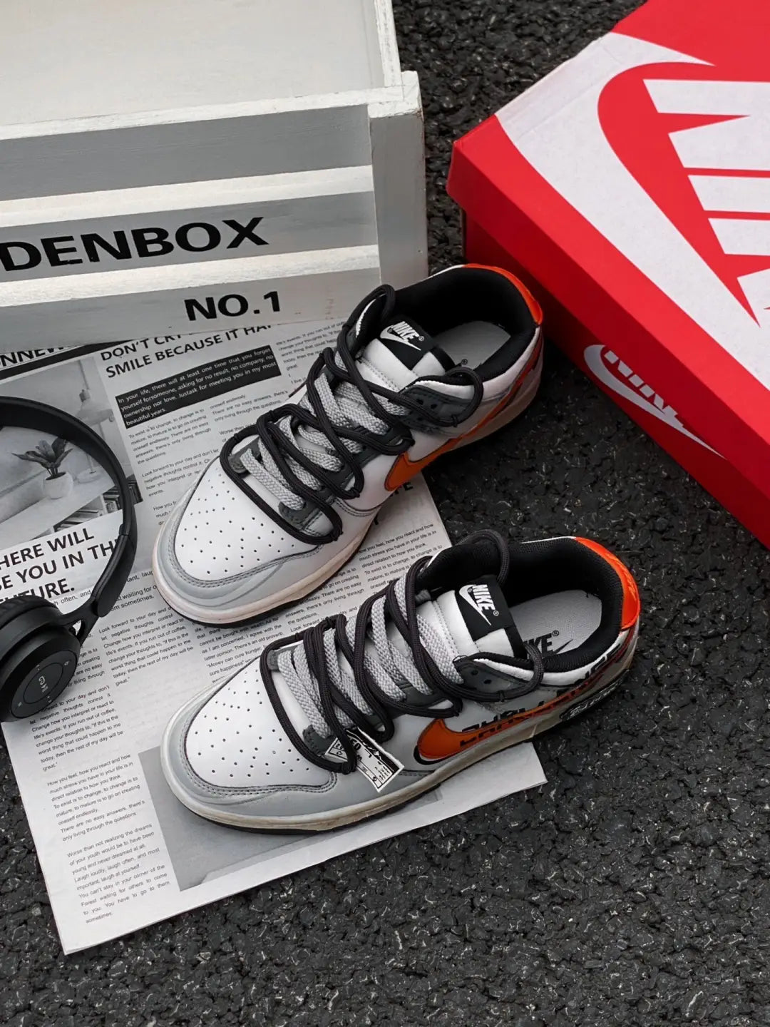 [Custom Sunrise]  Dunk Skateboarding Shoes Unisex Low-top Gray