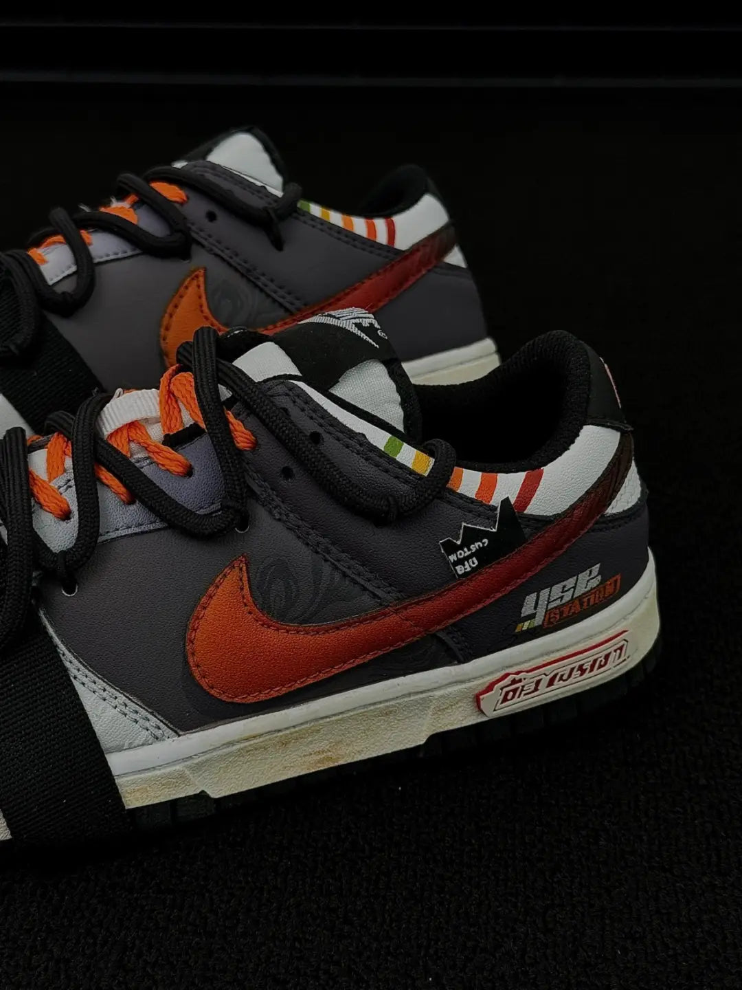 [Custom A Journey of Survival]  Dunk Skateboarding Shoes Unisex Low-top Black/Gray/Orange
