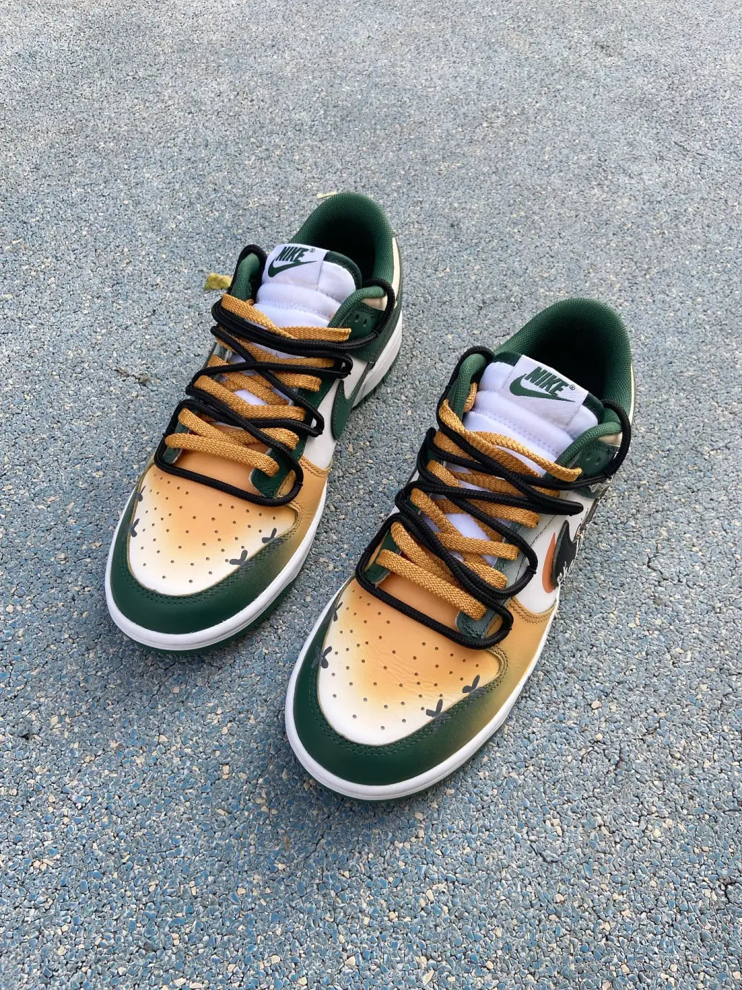 [Custom Halloween Midnight] Dunk Skateboarding Shoes Unisex Low-top Green/Orange