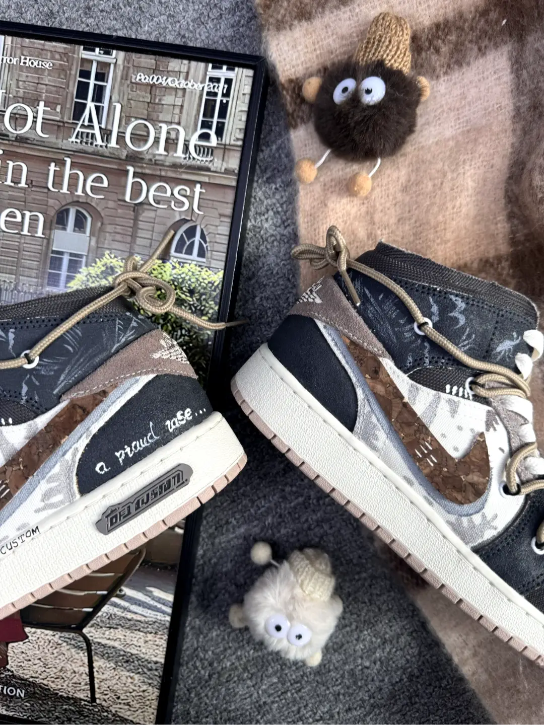 [Custom Wilderness Graffiti] Air Jordan 1 Men's Mid Skateboarding Shoes