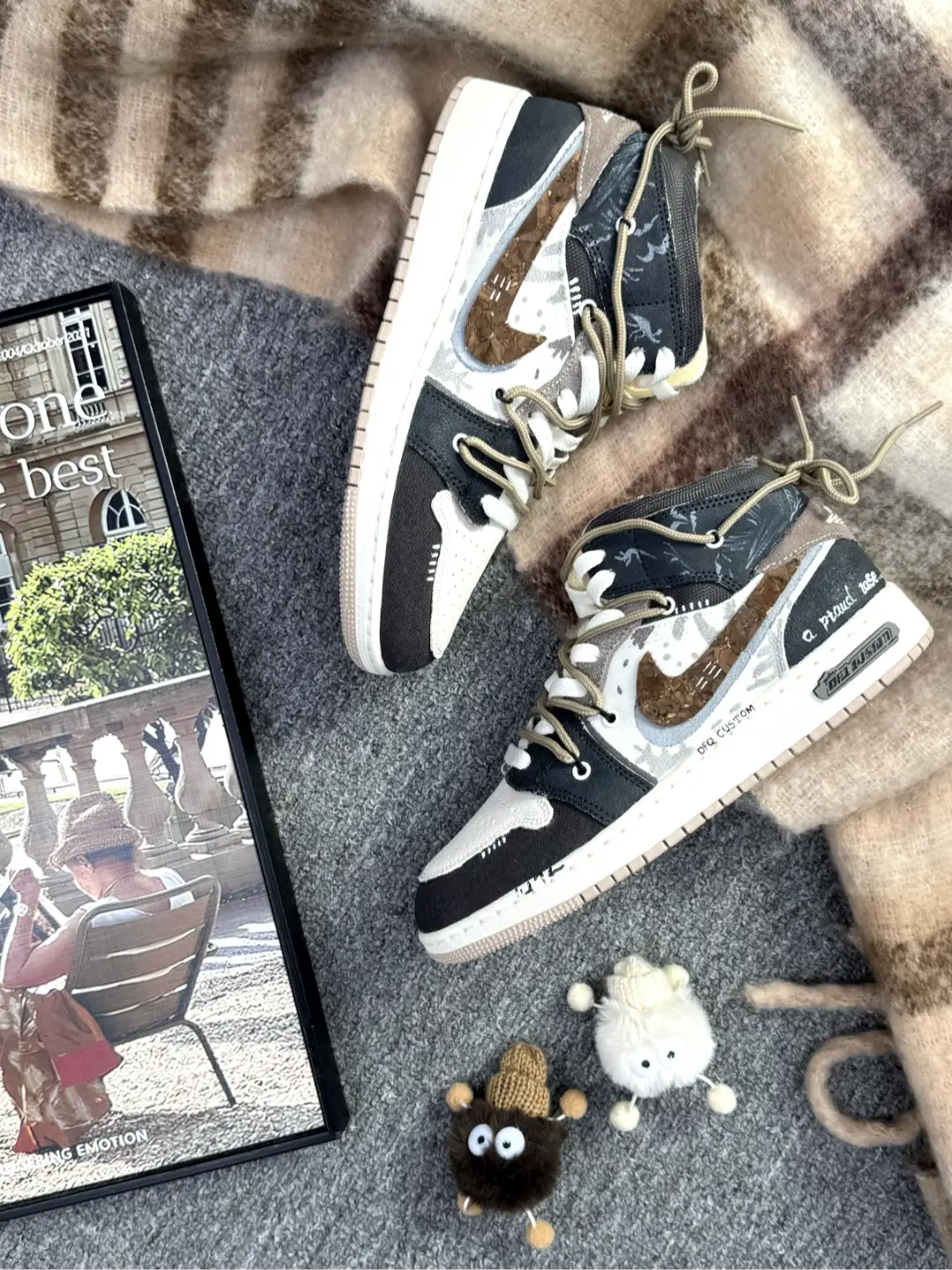 [Custom Wilderness Graffiti] Air Jordan 1 Men's Mid Skateboarding Shoes