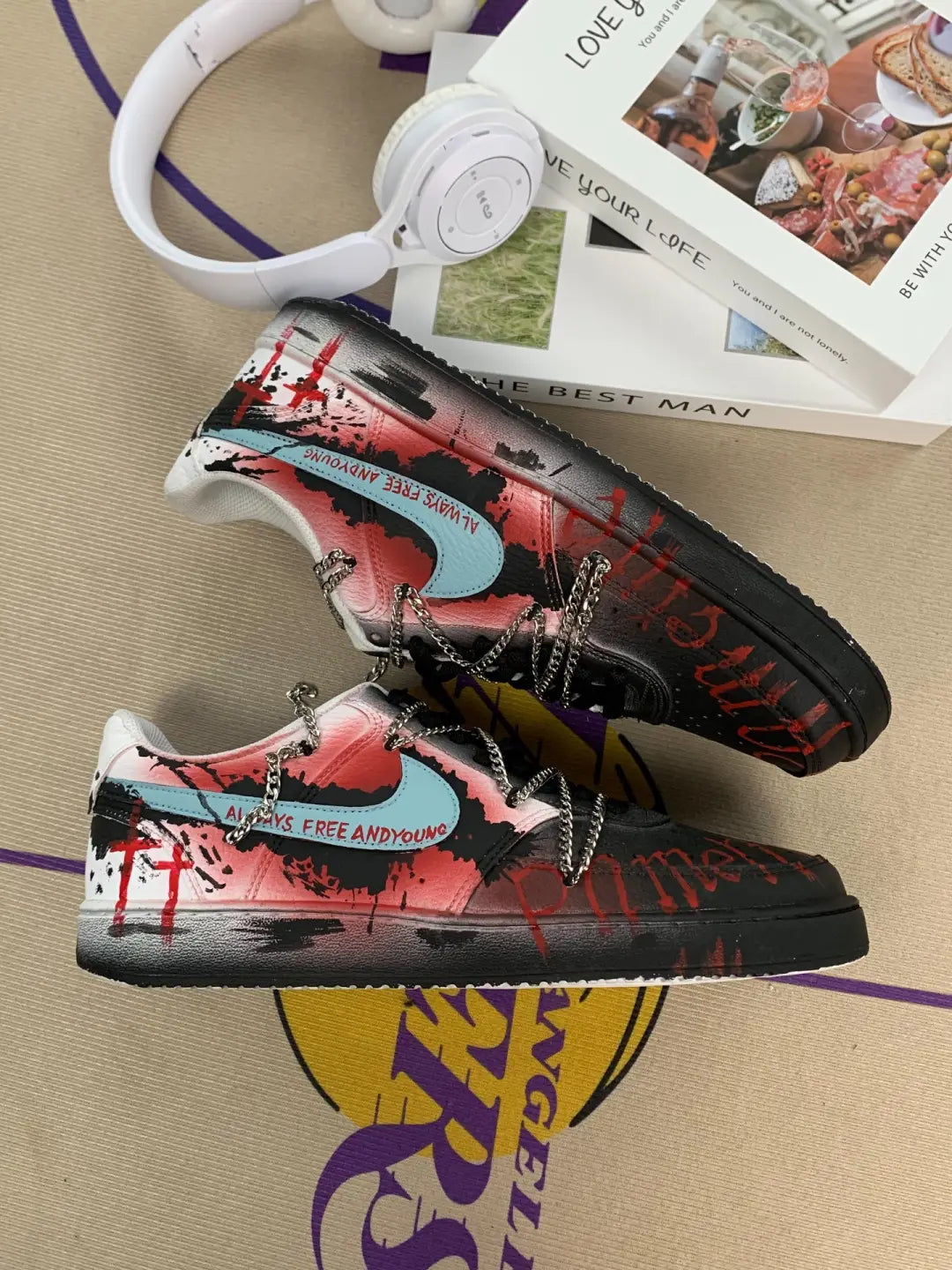 [Custom Nova Blaze] Court Vision 1 Skateboarding Shoes Unisex Gothic style