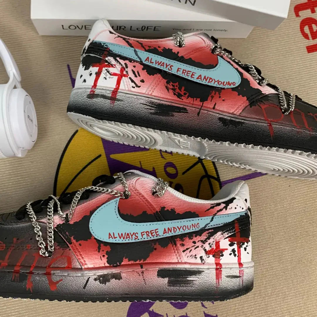 [Custom Nova Blaze] Court Vision 1 Skateboarding Shoes Unisex Gothic style