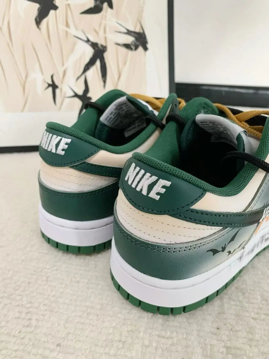 [Custom Halloween Midnight] Dunk Skateboarding Shoes Unisex Low-top Green/Orange