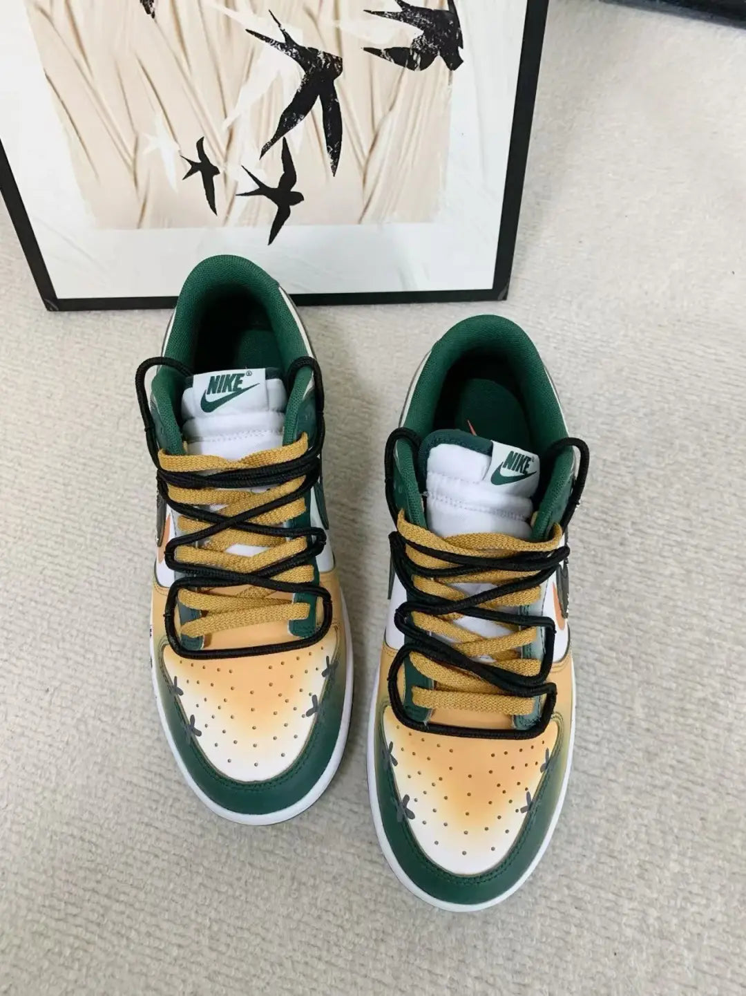 [Custom Halloween Midnight] Dunk Skateboarding Shoes Unisex Low-top Green/Orange