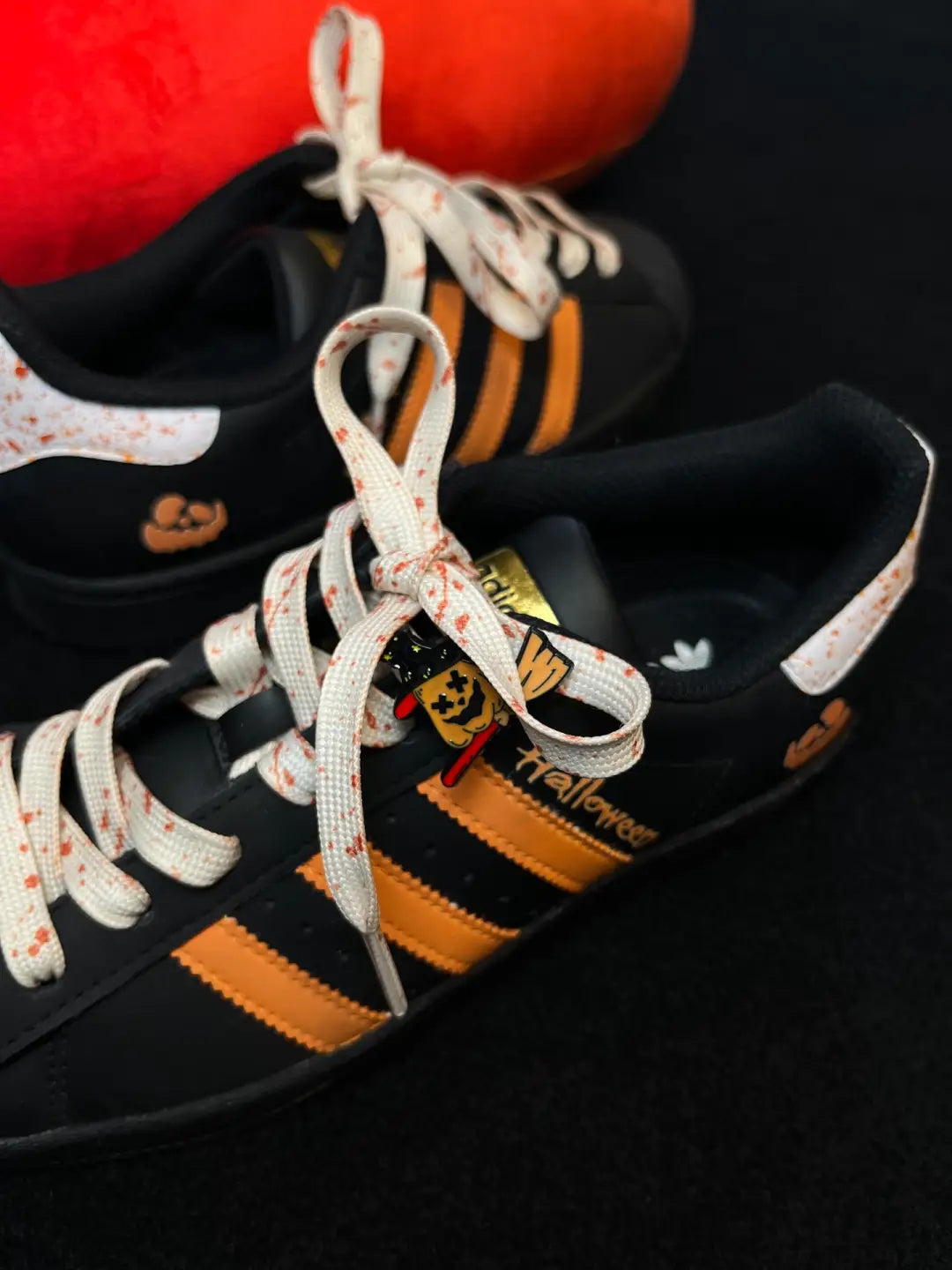[Custom Pumpkin Kicks] originals SUPERSTAR Low Top Halloween Series Black
