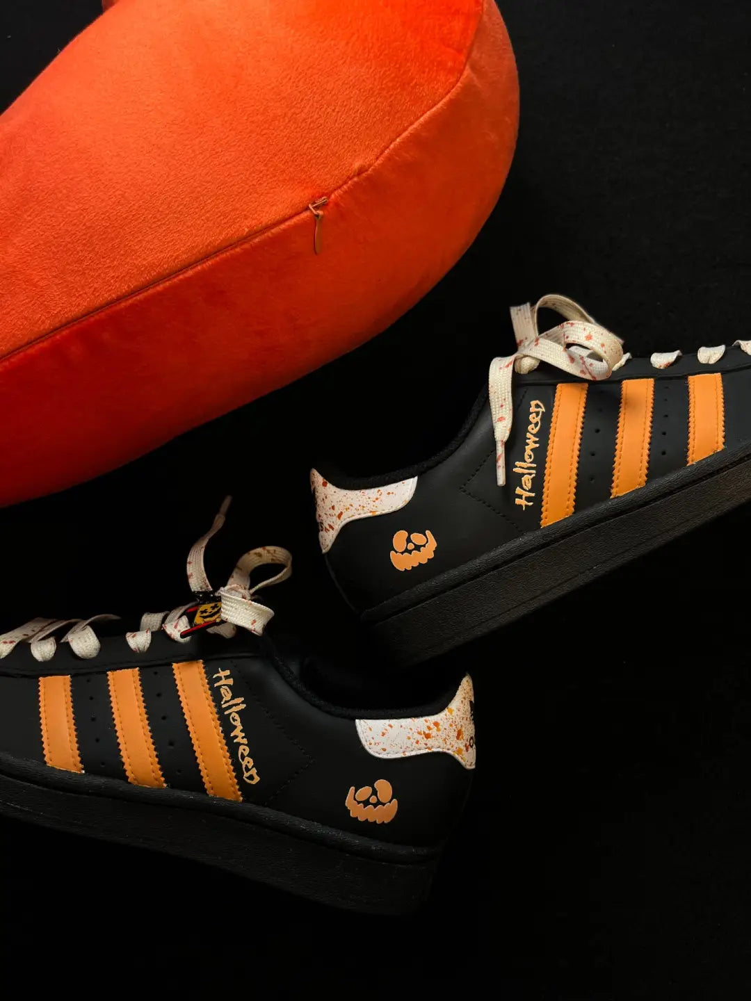 [Custom Pumpkin Kicks] originals SUPERSTAR Low Top Halloween Series Black