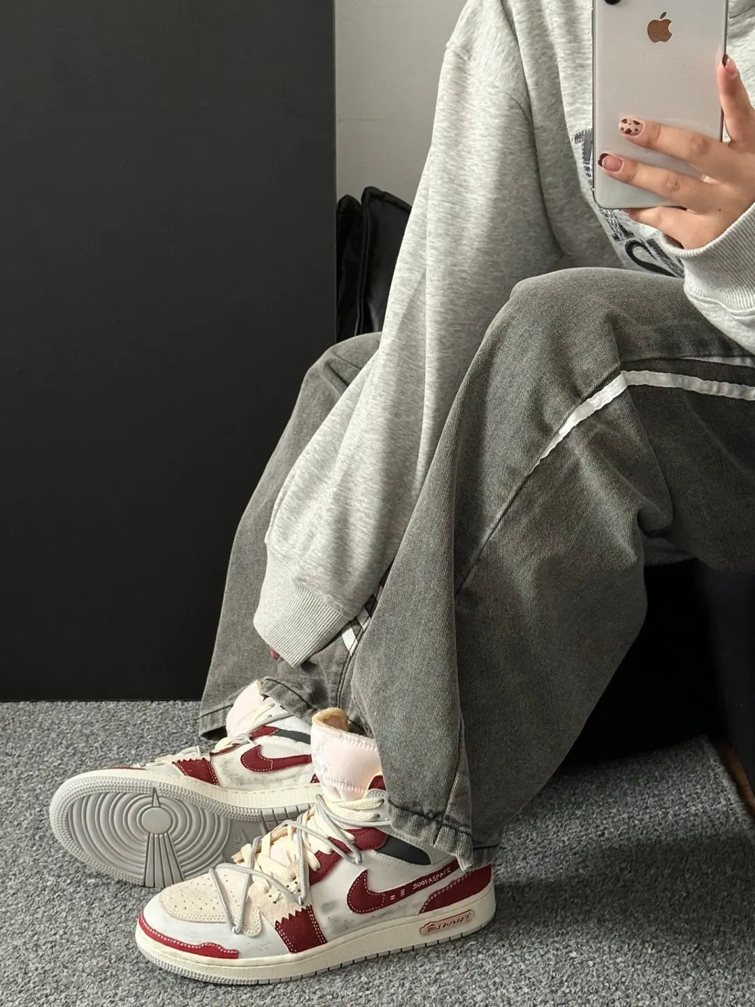 [Custom Trendy Deconstructed] Jordan Air Jordan 1 Mid Skateboarding Shoes Unisex