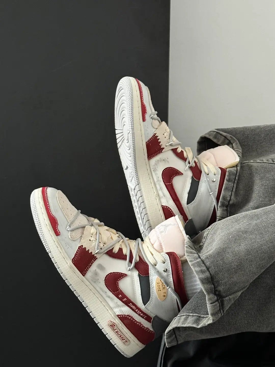 [Custom Trendy Deconstructed] Jordan Air Jordan 1 Mid Skateboarding Shoes Unisex