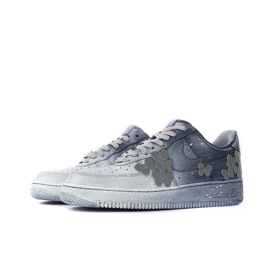 [Custom Reflective Butterfly] Air Force 1 Skateboarding Shoes Unisex Gray