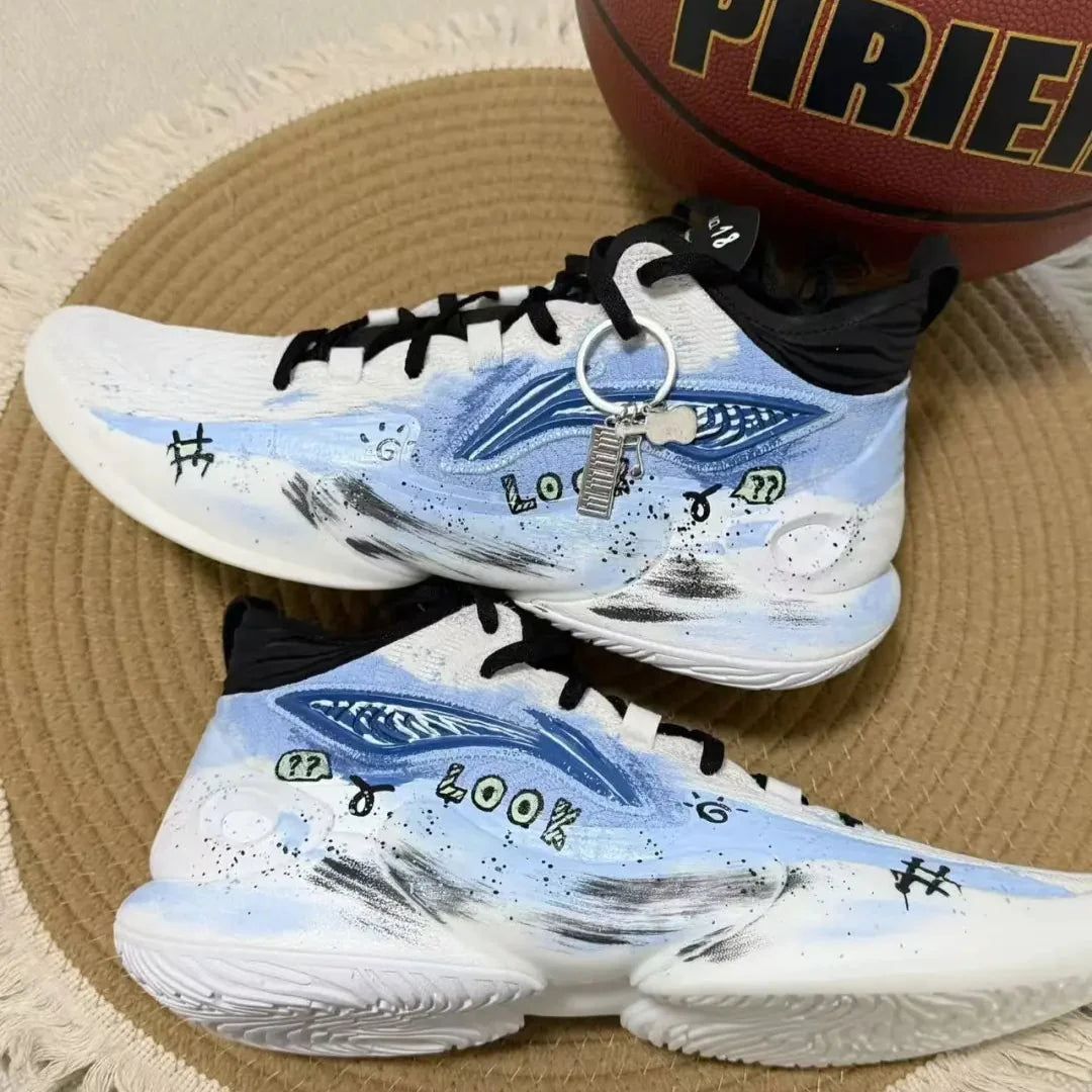 [Blue Graffiti] Custom Street LiNing Men's Basketball Shoes