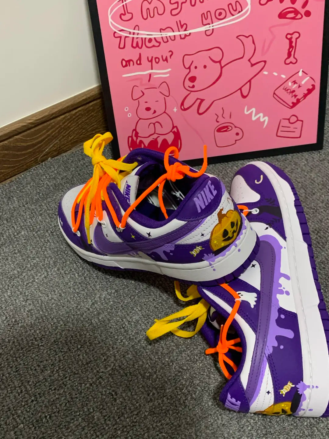 [Custom Dark Purple Pumpkin] Dunk Low Skateboard Shoes Unisex Purple/Orange