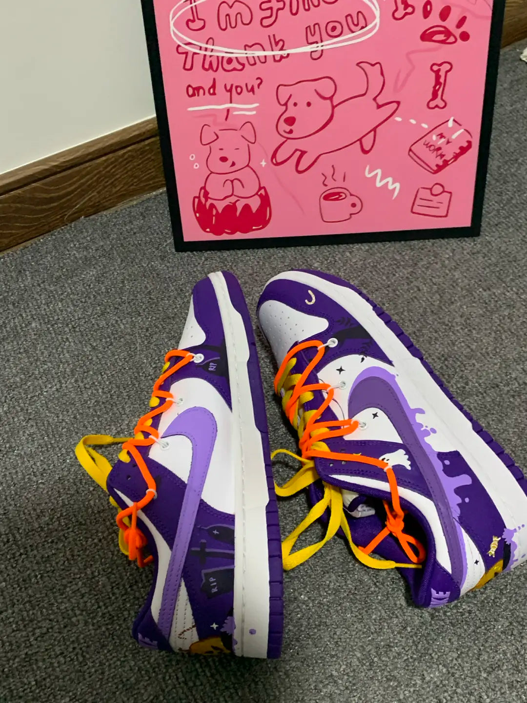 [Custom Dark Purple Pumpkin] Dunk Low Skateboard Shoes Unisex Purple/Orange