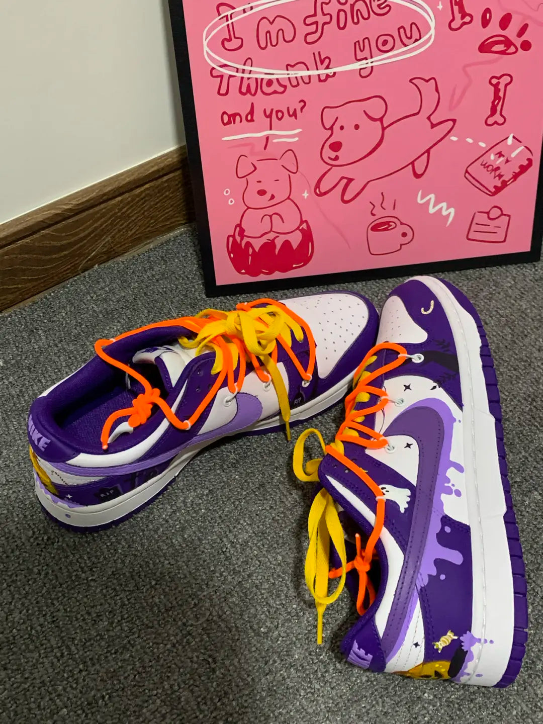 [Custom Dark Purple Pumpkin] Dunk Low Skateboard Shoes Unisex Purple/Orange