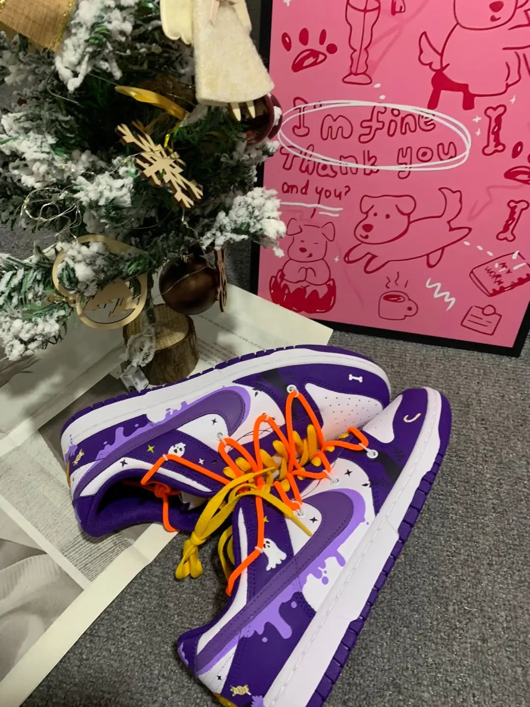 [Custom Dark Purple Pumpkin] Dunk Low Skateboard Shoes Unisex Purple/Orange